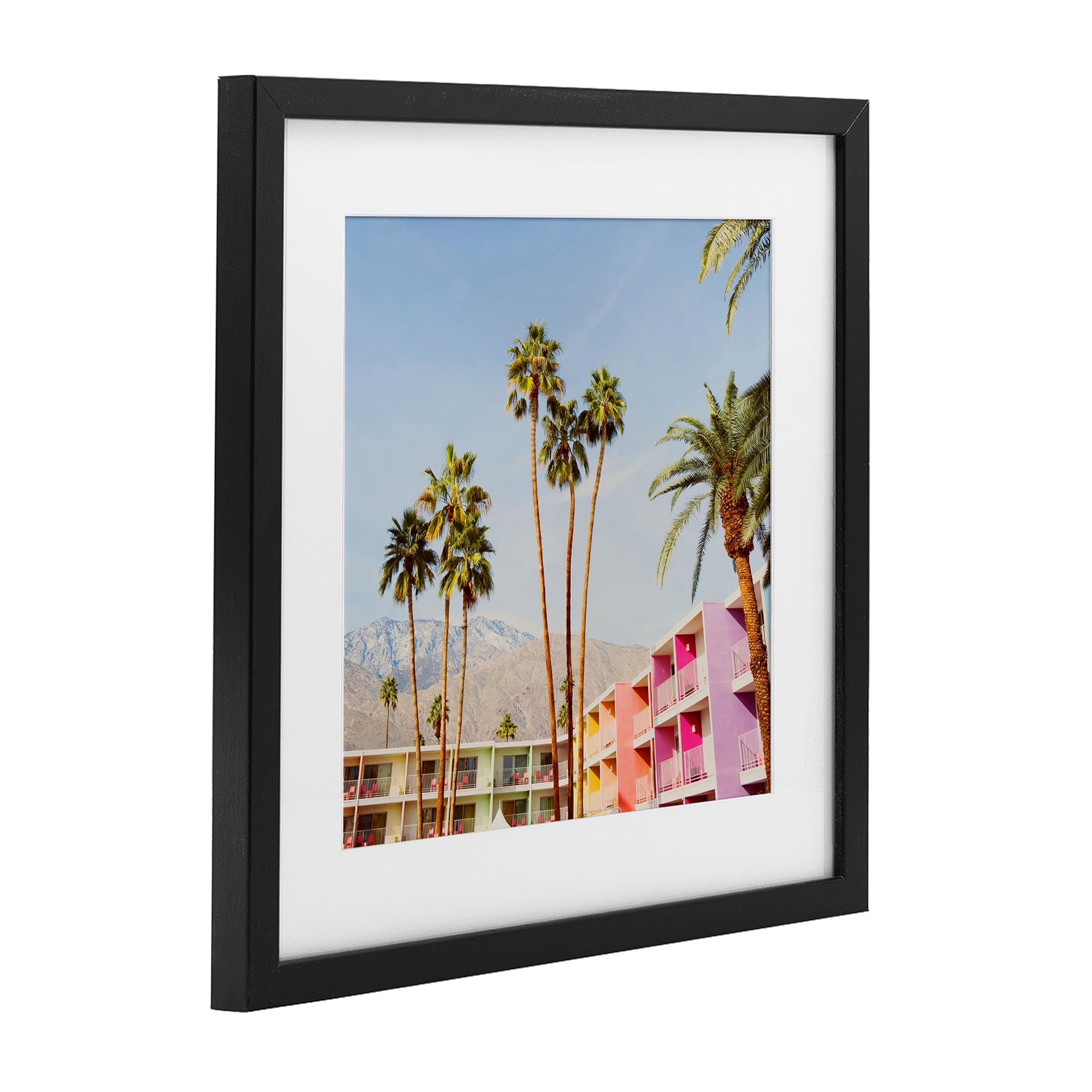 Looming Palms over Resort Black Framed Print Under Glass, design by LISH Creative