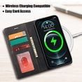 thumbnail image 5 of MOHEYO Luxury Wallet Flip Cover Soft Leather Card Holder Case for iPhone 12 | 12 Pro - Slate, 5 of 47