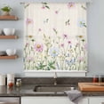 thumbnail image 5 of Flower Floral Sheer Curtains 45 Inches Long, Blue Pink Daisy Botanical Countryside Light Filering Curtains, Breathable Simi Curtain Privacy Drapes for Kitchen Bathroom Small Window Treatment, 5 of 9