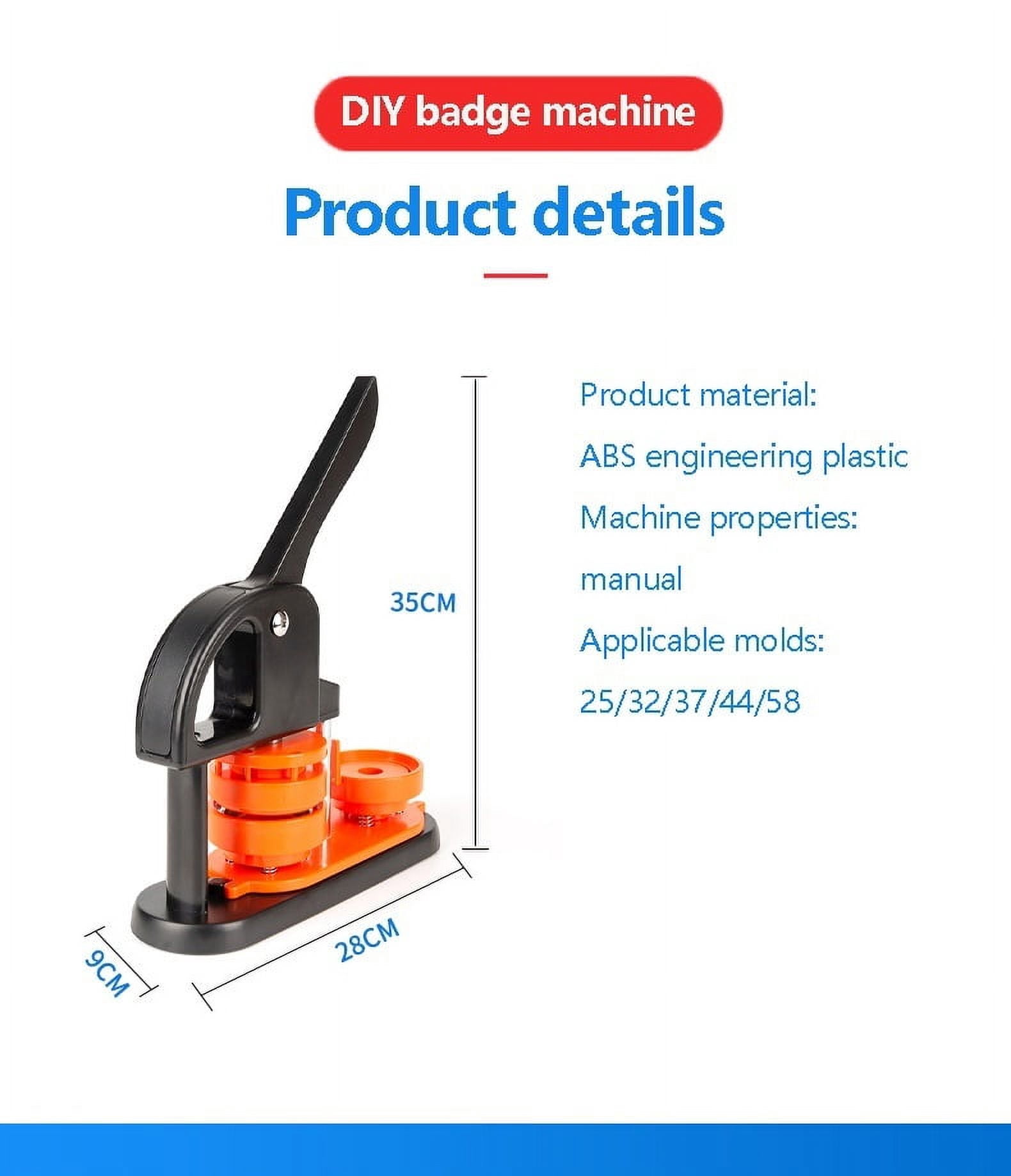 Badge Pin Button Maker Machine DIY 25MM Badges Set with 100Pcs Button Parts ,Beginner-Friendly