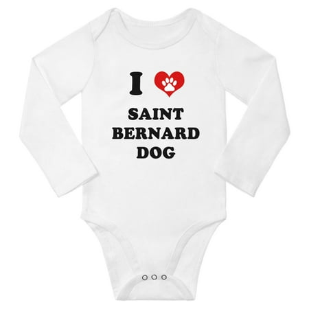 

I Heart Saint Bernard Dog Cute Baby Long Clothes Unisex (White 12-18 Months)