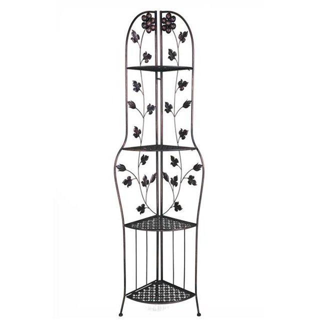Heather Ann W190931-LTC Bud 4 Shelf Corner Bakers Rack, Copper