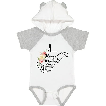 

Inktastic West Virginia Home is Where The Heart is with Watercolor Floral Girls Baby Bodysuit