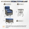 thumbnail image 2 of Planntonneo 5 Pieces Wicker Patio Furniture Set-2 Swivel Rockers with 6-inch Thick Cushions, 2 Ottomans and Rattan Table, Outdoor Conversation Set for Garden Porch Backyard, Grey/Blue, 2 of 12