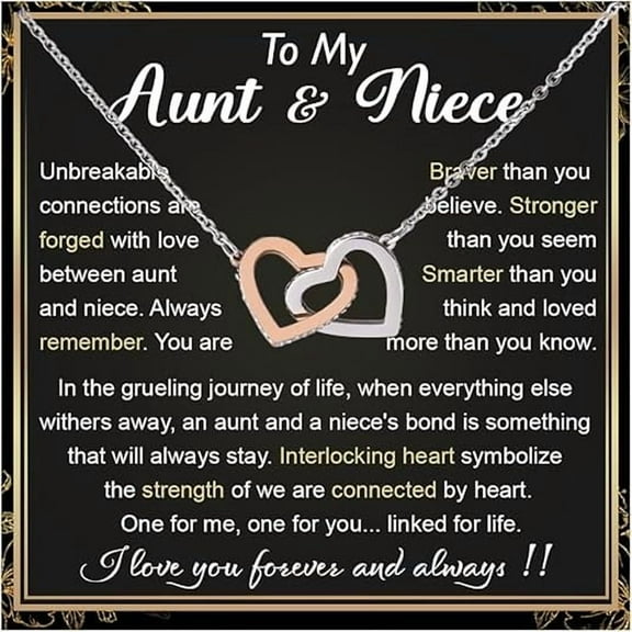 Birthday Gift for Niece from Aunt, Interlocking Heart Necklace For Women, To My Niece Necklace From Aunt, Necklace Gifts For Niece On Christmas With Message Card and Gift Box