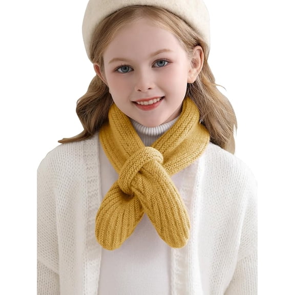 Kids Girls Knit Scarf Toddler Warm Winter Cross Tie Wrap Neck Warmer Cute Scarves 1-14 Years