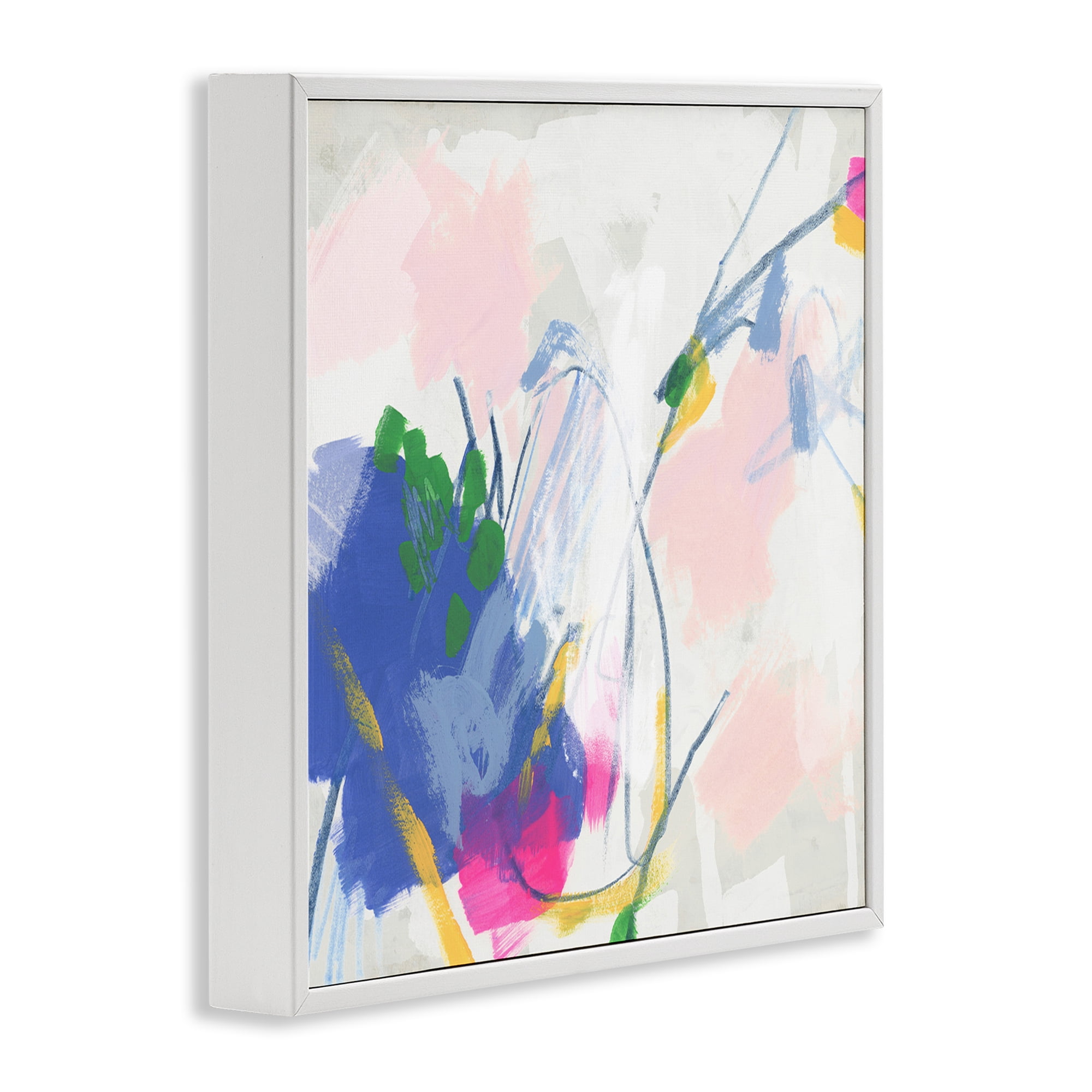 Stupell Industries Pink & Blue Abstraction Abstract Painting White Framed Art Print Wall Art, 24 x 24