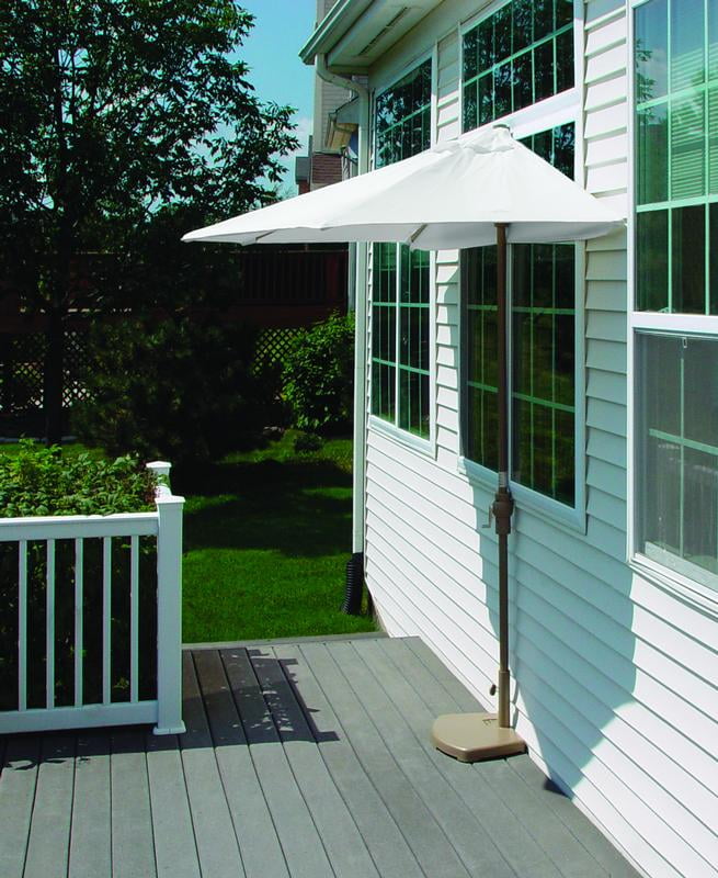 Blue Star Group Off-The-Wall Brella Natural Sunbrella Half Umbrella, 7.5'-Width, White Canopy