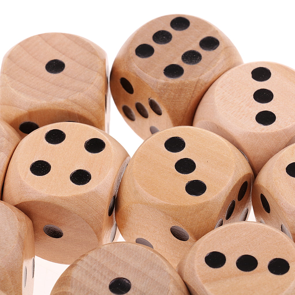 10 Pieces 30mm Wooden D6 Six Sided Dice Board Game Dice for Party Game Green 