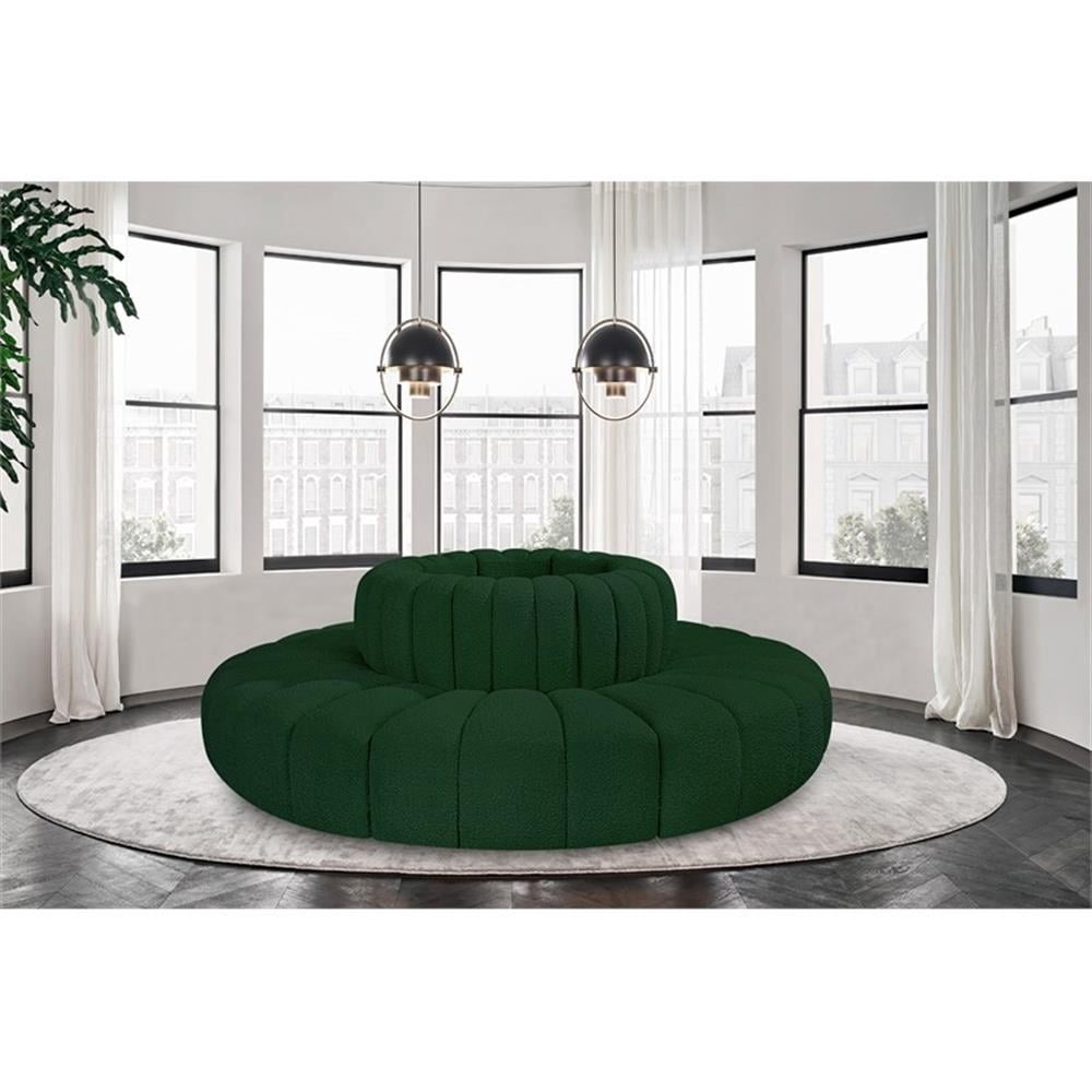Meridian Furniture Arc Green Boucle Fabric Modular Sectional