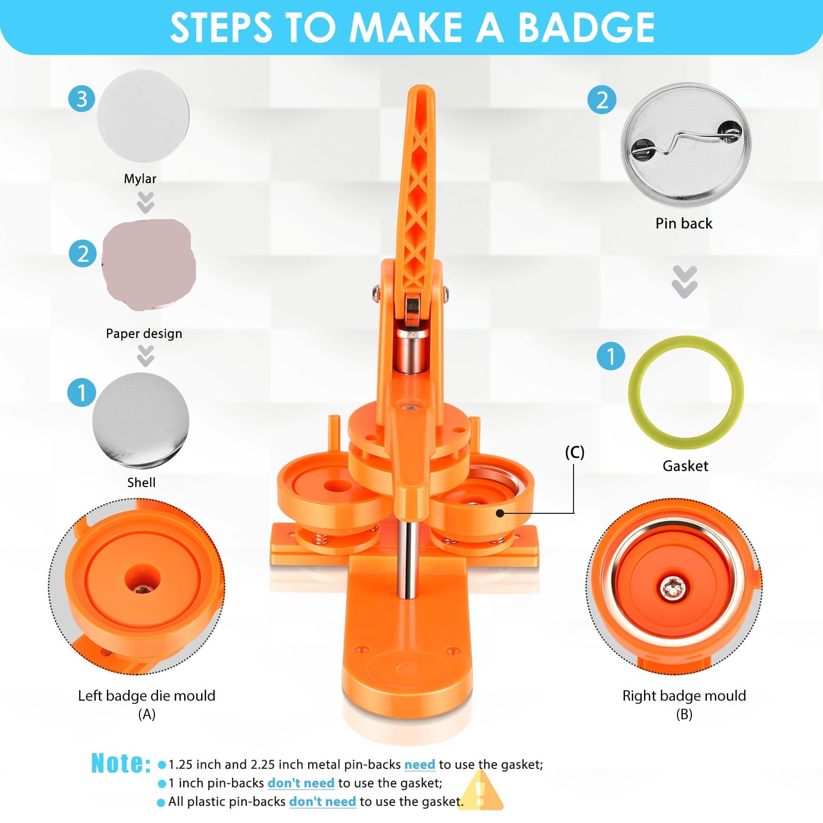 25MM Badge Button Maker Machine Multiple-Size DIY Badges Press Machine Set ,Beginner-Friendly