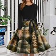 thumbnail image 2 of Christmas Dresses for Women Women's Fashion Round Neck Slim-Fit Christmas Print Long-Sleeved Dress for Christmas Party,Army Green,L, 2 of 6