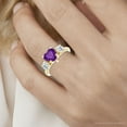thumbnail image 2 of Pompeii 7mm Amethyst Three-Stone Diamond Heart Shape Ring in 14k White or Yellow Gold, 2 of 3