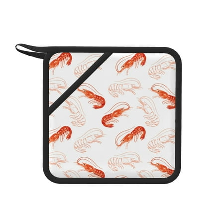 

1 PCS Pot Holders for Kitchen - Heat Resistant Silicone Pot Holders with Hanging Loop Shrimp No.9039 Non Slip Oven Hot Pads Potholders for Decor Baking Cooking Kitchen