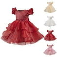 thumbnail image 6 of ZACPNCV Girl Flower Dress Flower Design Princess Wedding Dress for Toddler and Baby Girl White 9-10 Years, 6 of 6