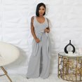 thumbnail image 5 of Womens V Neck Wide Leg Jumpsuits with Pockets Ribbed Long Sleeve Coat Pants 2 Piece Sets Outfits, 5 of 6