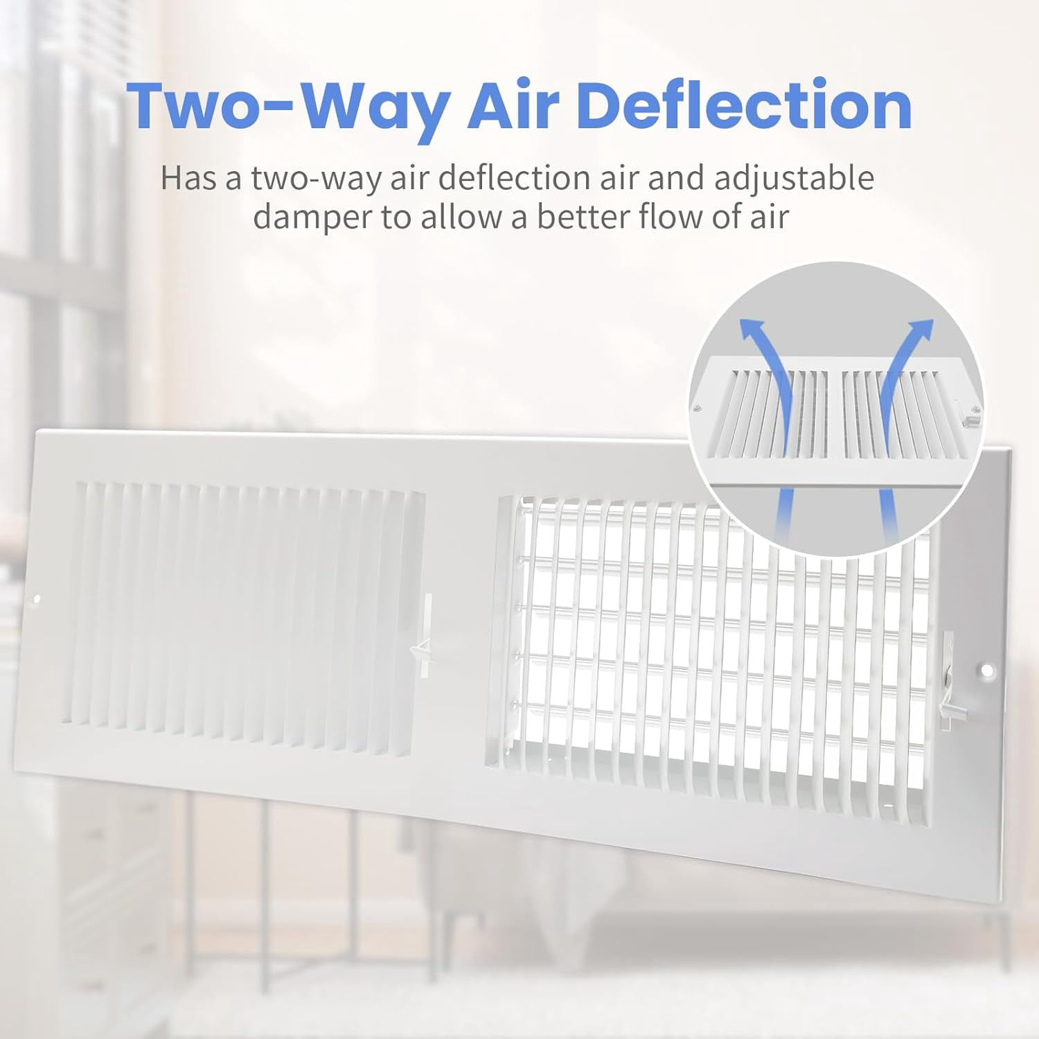 12 x 8 Inch [Duct Opening] Air Vent Covers for Wall or Ceiling - High Airflow 2 Way Steel Ventilation - Adjustable Wall/Ceiling Register, 13-3/4 Inch x 9-3/4 Inch [Overall Dimensions]