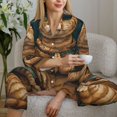 thumbnail image 4 of JUNZAN Surreal Meditating Cat Print Womens Pajama Sets,Long Sleeve Button Down for Women Pjs 2 piece, 4 of 5