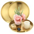 thumbnail image 1 of Bandejas redondas de acero inoxidable Thenshop de 31 cm, color dorado, 3 unidades, 1 of 6