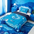 thumbnail image 2 of meiyoeat Watercolor Ocean Animal Shark Twin Comforter Sets For Boys,Under The Sea Themed Monogram S Bedding Set,Navy Blue Reversible,2pcs,1 Comforter and 1 Pillowcase, 2 of 7