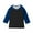 Blue-03, variant on Avrntaa Girls Crew Neck T-shirt Fall Casual Color Block 3/4 Sleeve Tops Loose Layer Shirt for 3-14 Y