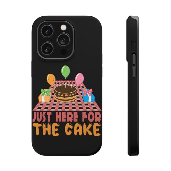 DistinctInk Tough Case for Apple iPhone 15 PRO (6.1" Screen), Compatible with MagSafe Charging - Just Here For The Cake