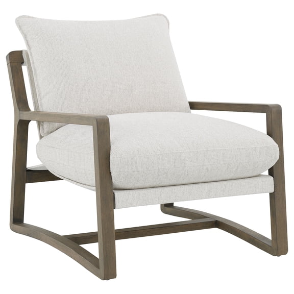 Coaster Geneva Boucle Upholstered Wood Arm Accent Chair, Sand