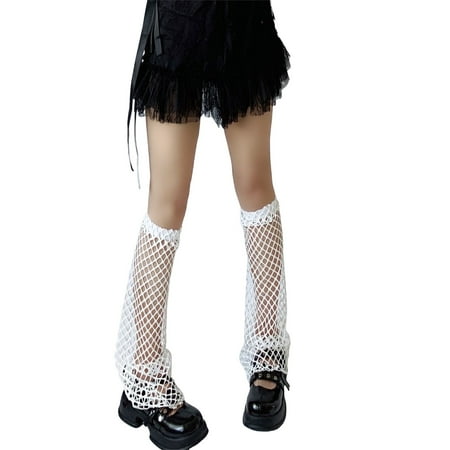

Biekopu Women s Fishnet Socks Sheer Leg Warmers Solid Color Leg Sleeves for Summer Disco Party
