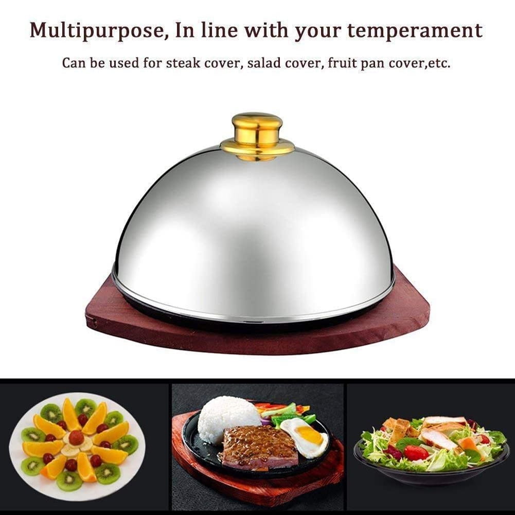 10in Stainless Steel Food Cover Lid Dome Serving Dish Plate Home Hotel  Banquets
