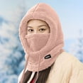 thumbnail image 7 of qolati Ski Mask Fleece Balaclava Winter Hood Mask for Women and Men Windproof Warm Fuzzy Drawstring Face Cover Hat Pink Free Size, 7 of 7
