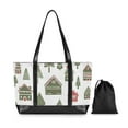 thumbnail image 7 of FORMRS Canvas Laptop Tote Bag for Women with 15.6" Computer Compartments Shoulder Handbag, Green Christmas House, 7 of 7
