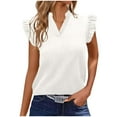 thumbnail image 2 of Soki Womens Short Sleeve T-Shirts V Neck Tops Summer Fashion Dressy Casual Basic Ruffle Blouse Soft Clothes, 2 of 9
