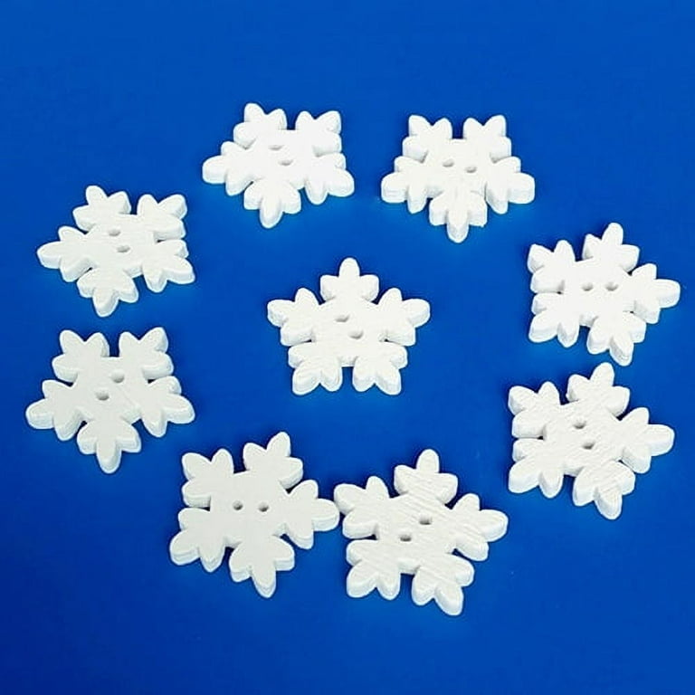 100 Wood Christmas Snowflake Buttons