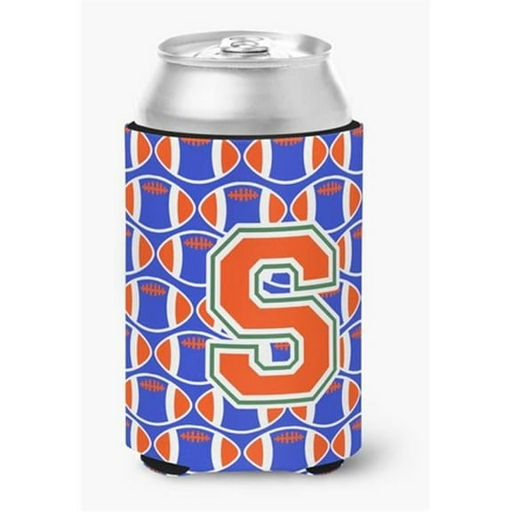 Letter S Football Green, Blue & Orange Can or Bottle Hugger