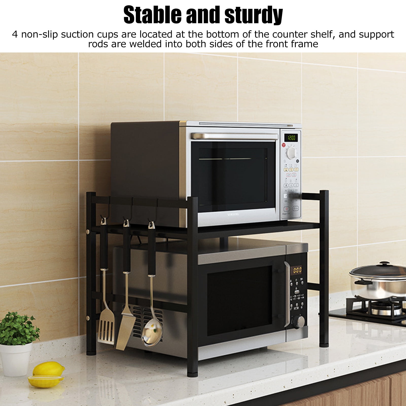 Nisorpa Extendable Microwave Oven Rack,2Tier Heavy Load Microwave