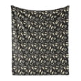 thumbnail image 1 of Floral Soft Flannel Fleece Throw Blanket, Victorian Flowers Butterflies and Leaves Spring Freshness, Cozy Plush for Indoor and Outdoor Use, 60" x 80", Dark Grey Champagne, by Ambesonne, 1 of 5