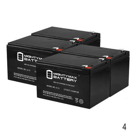 - 12V 12AH SLA Replacement for Freedom 947 Electric Scooter - 4 Pack