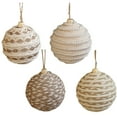 thumbnail image 5 of Dserfhy Christmas Ball Ornament Linen Design Rustic Distressed Hanging Ball Xmas Tree Decor Farmhouse Ornament, 5 of 8