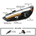 thumbnail image 3 of Spec-D Tuning Black Projector Headlights w/ Sequential LED Signal Tube Compatible with 2015-2018 Ford Focus, Left + Right Pair Headlamps Assembly, 3 of 5