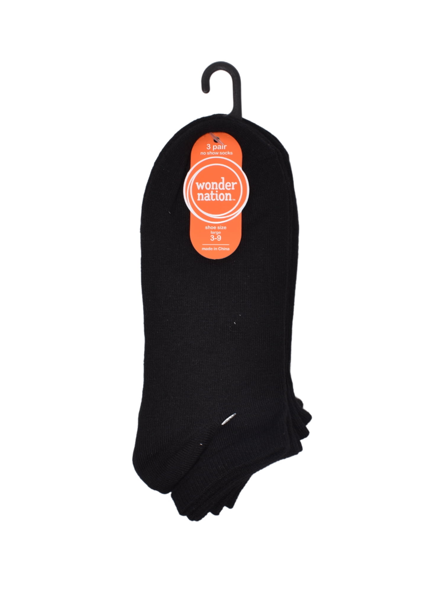 Wonder Nation Boys 3-Pack No Show Socks, Shoe Sizes S (4.5-8.5) - L (3-9)
