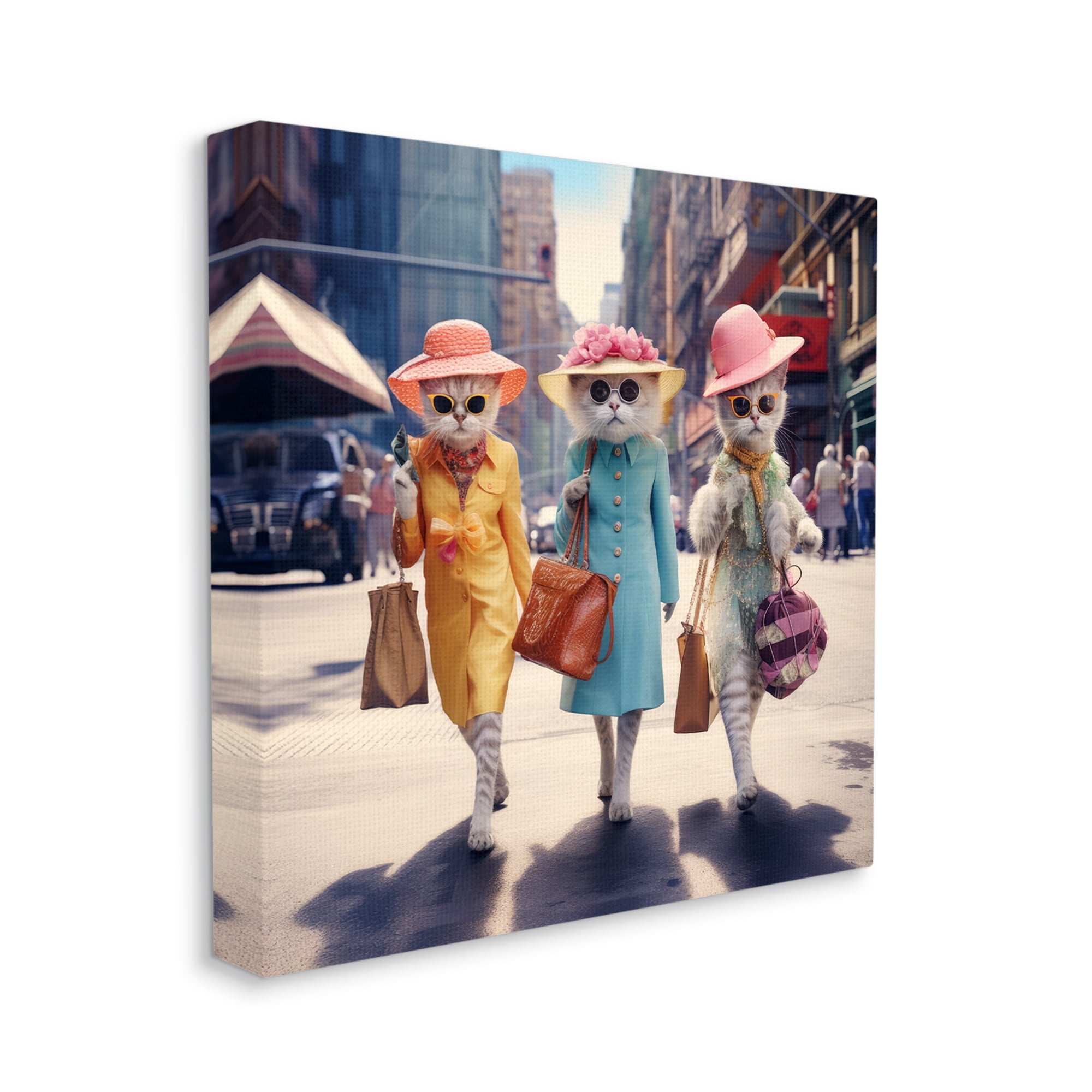 Stupell Industries Trendy Cat Trio Animals & Insects Painting Gallery Wrapped Canvas Art Print Wall Art, 36 x 36
