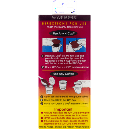 PP K2V-Cup 2 IN 1 Single Serve 1.0 Coffee Adapter and Reusable Filter Coffee Pod for Keurig Vue Brewers & K-Cup Coffee Makers 1.0