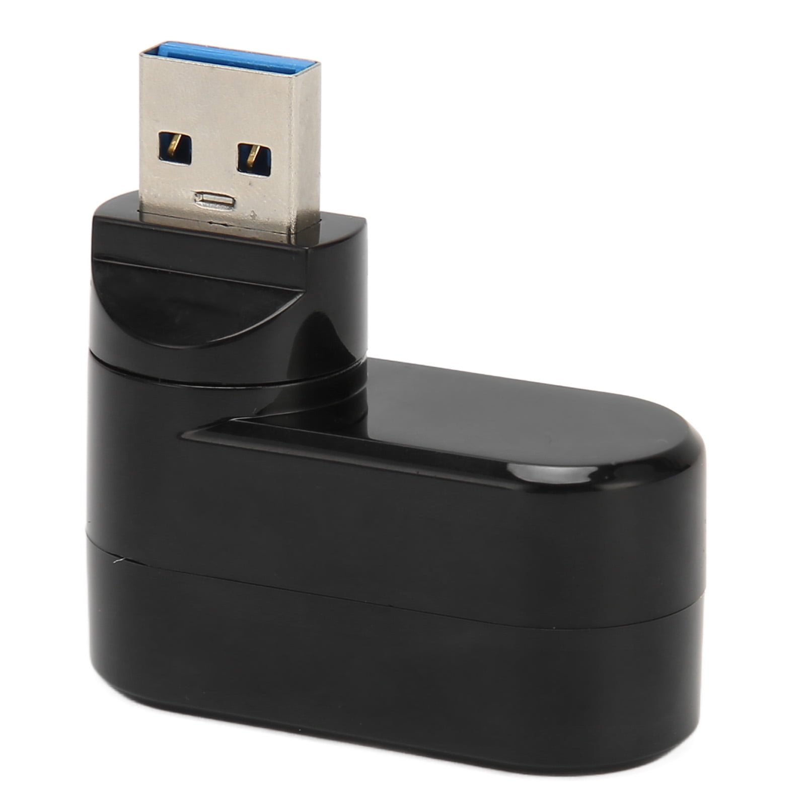 90 Degree Rotatable USB Hub, Portable USB 3.0 Hub 3 Port  for Desktop PC Black
