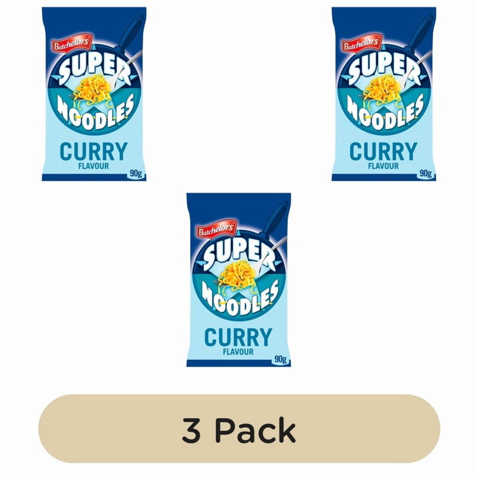 Batchelors Super Noodles Curry Flavour Instant Packet Noodles 90g, British Import (Pack of 3)