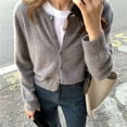 thumbnail image 2 of Suéter de cachemira para mujer, cárdigan de manga larga con botonadura única, elegante suéter Vintage de lana sólida, prendas de vestir de punto, otoño e invierno, X452, 2 of 5