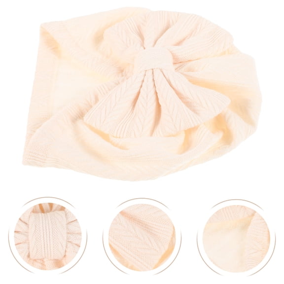AURARMLET Newborn Caps for Baby Girls Turban Hat Polyester Beige 1Set for Fashion Accessory Everyday Wear