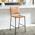 thumbnail image 4 of SAFAVIEH Bahari Square Mid Back Counter Stool, Cognac/Black, 4 of 13