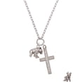 thumbnail image 2 of Delight Jewelry Silvertone Panda with Baby Everlasting Love Engraved Cross Zoey Necklace, 28", 2 of 4