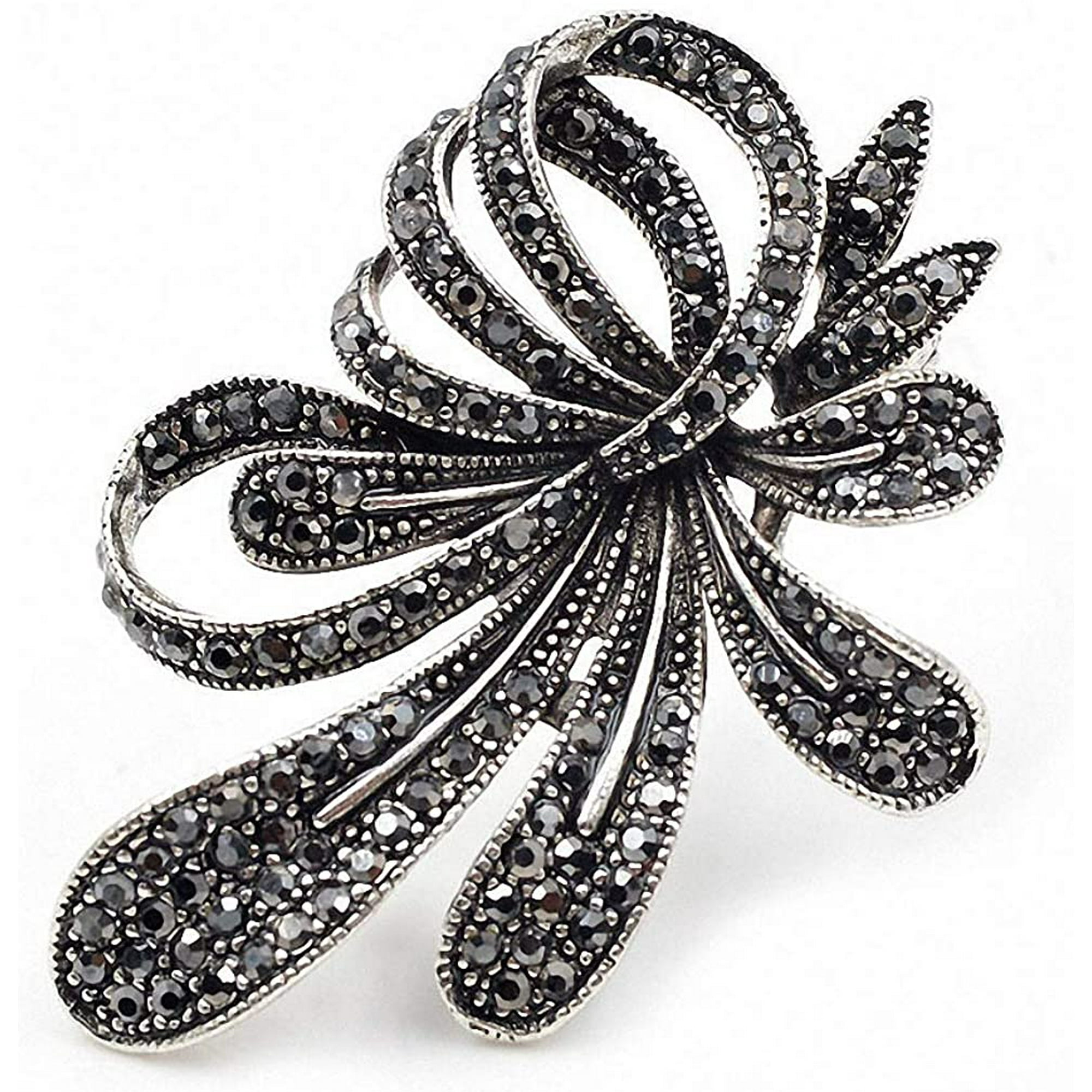 Black flower brooch deals