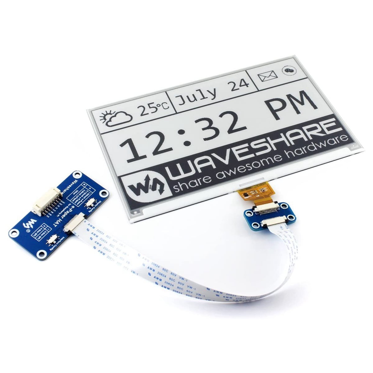 Buy waveshare 7 5inch epaper eink e ink screen display monitor hat